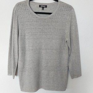 Buffalo David Britton Heather Gray Pointelle Knit Quarter Sleeve Sweater